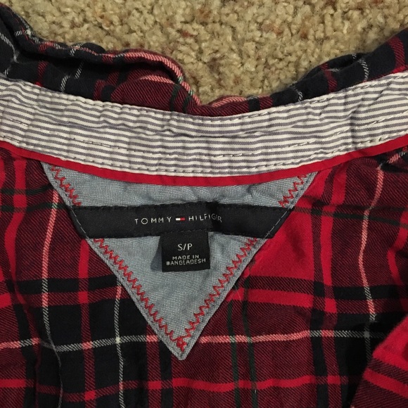 tommy hilfiger red plaid shirt